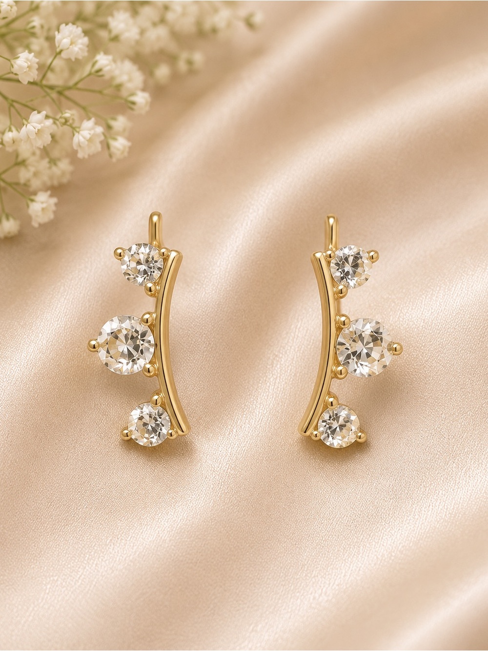 Elegant Gold and Silver Crystal Earrings